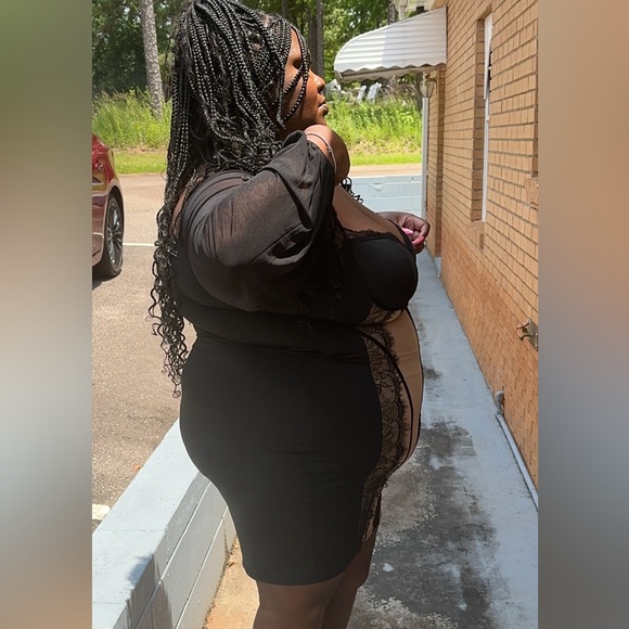 SHEIN Plus Color Block Lace Patchwork Dress - Picture 4 of 7